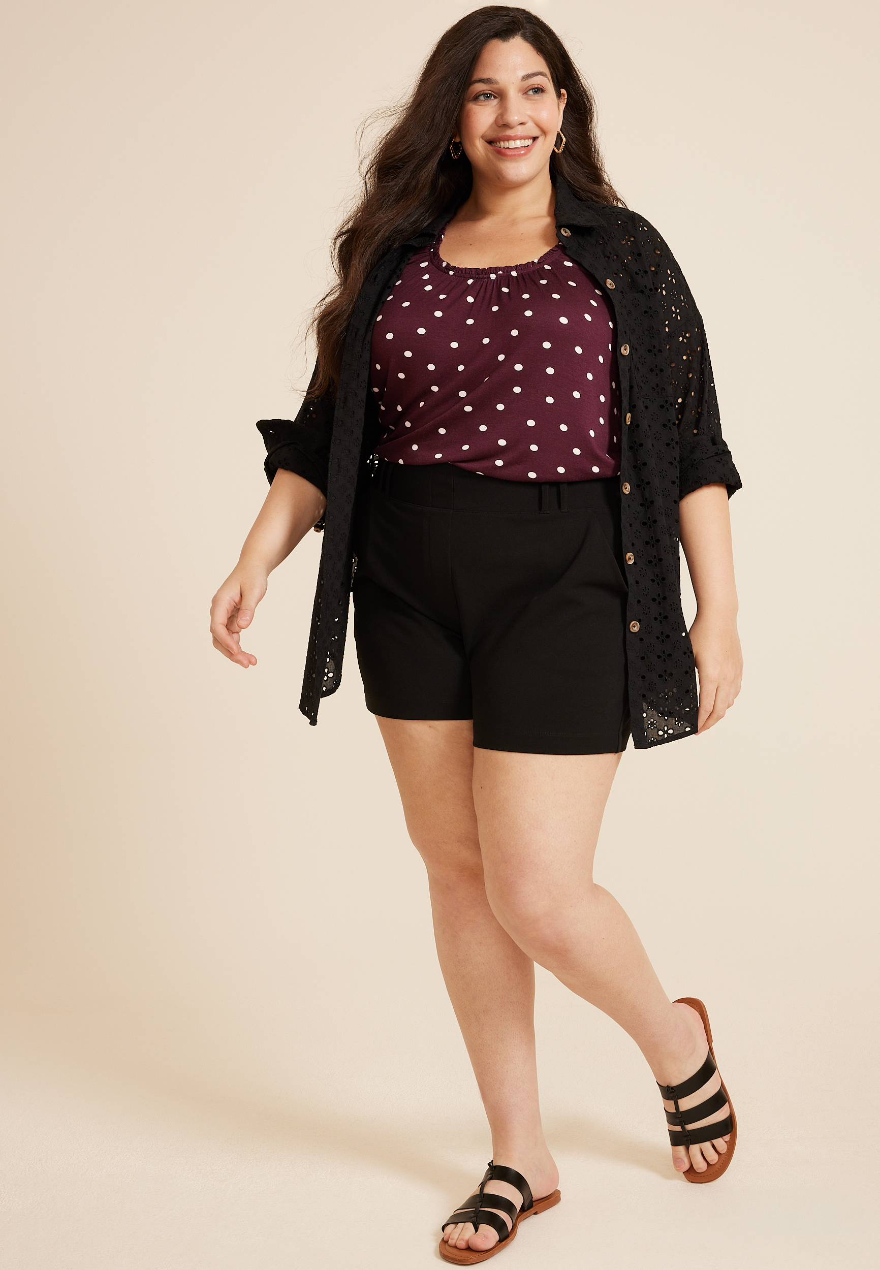 Plus Size Ruffle Trim Polka Dot Tank Top, C9736, large