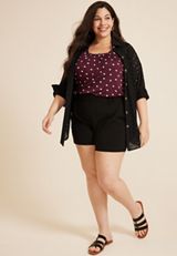 Plus Size Ruffle Trim Polka Dot Tank Top, C9736, small