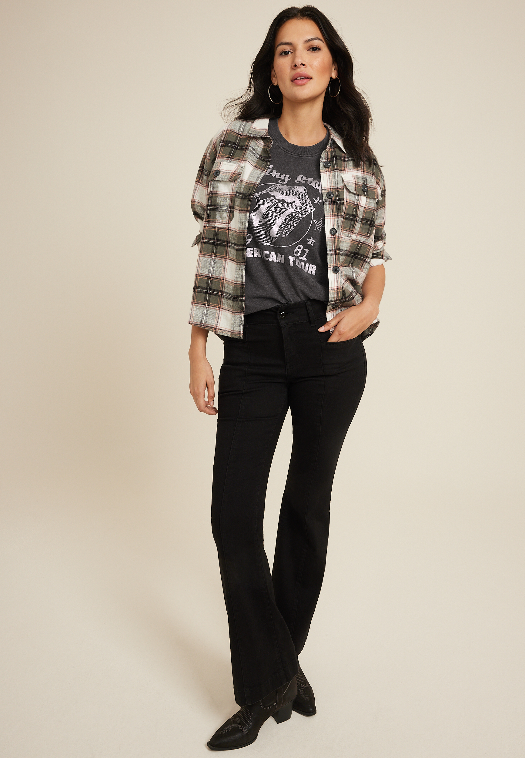 Rolling Stones 1981 American Tour Glitter Relaxed Fit Graphic Tee, C1876, large