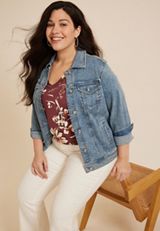 Plus Size 24/7 Floral Relaxed V Neck Tee, C5978, small