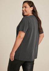 Plus Size Rolling Stones 1981 American Tour Glitter Relaxed Fit Graphic Tee, PHANTOM BLACK, small
