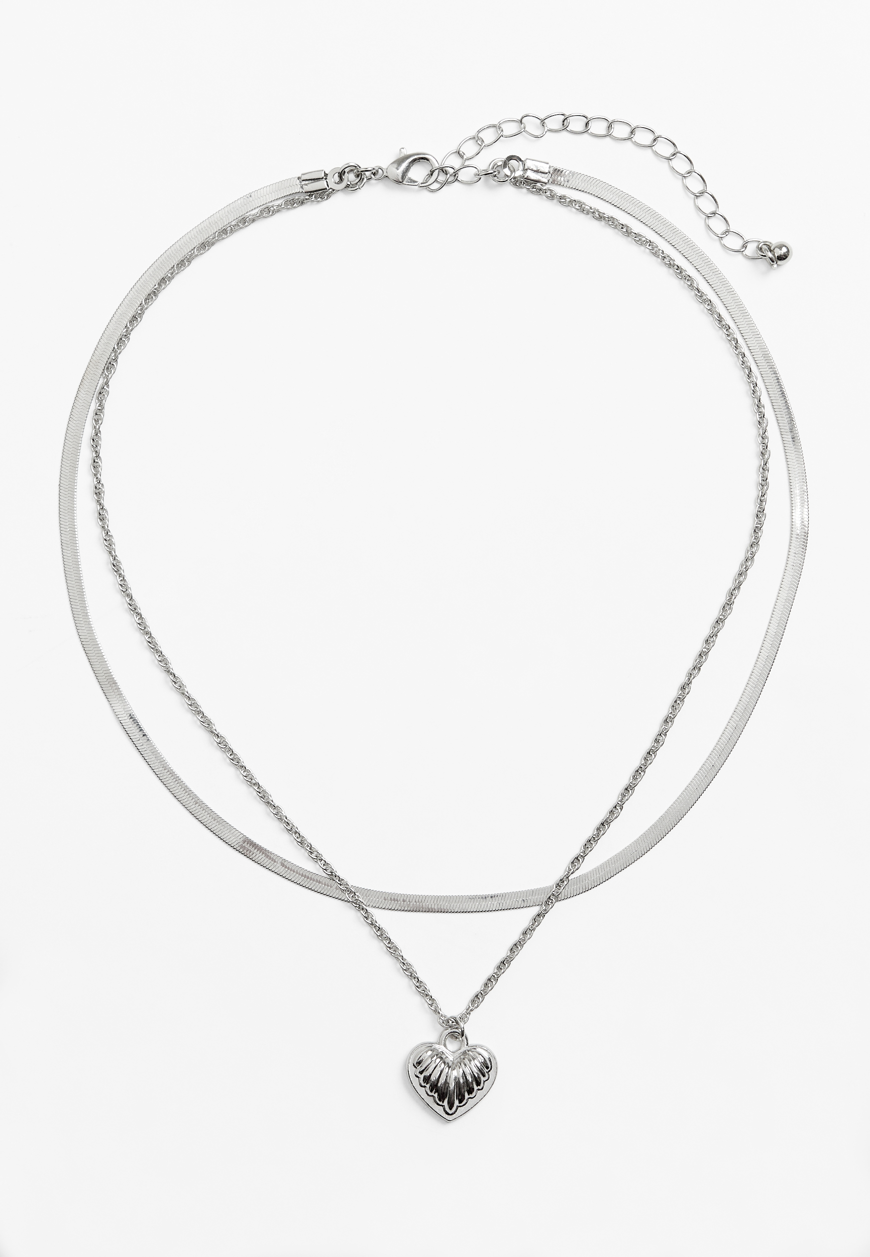 Silver Heart Pendant Layered Necklace | maurices