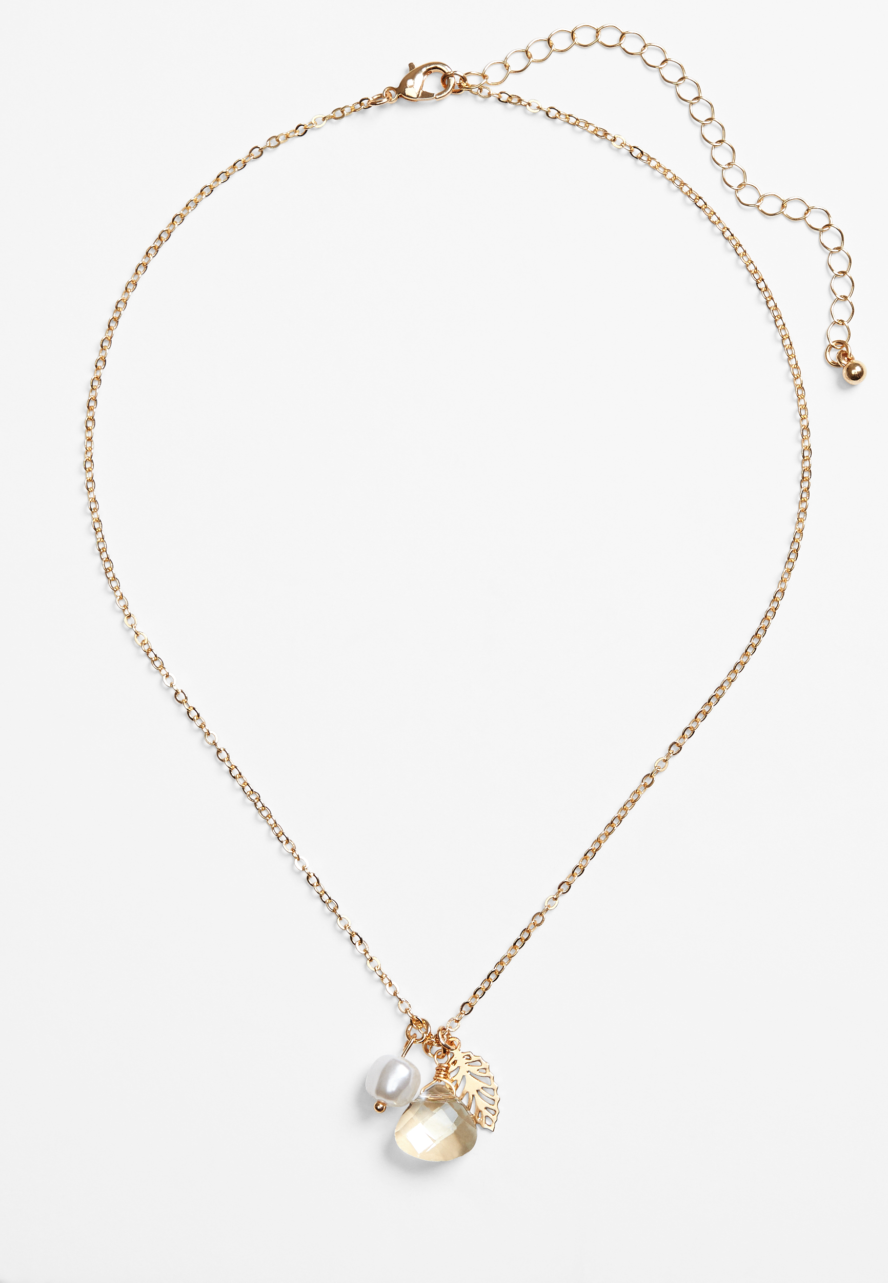 Gold Crystal Charm Necklace