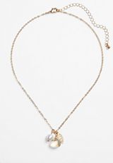 Gold Crystal Charm Necklace, , small