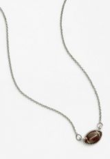 Dainty Silver Football Necklace, BROWN, small