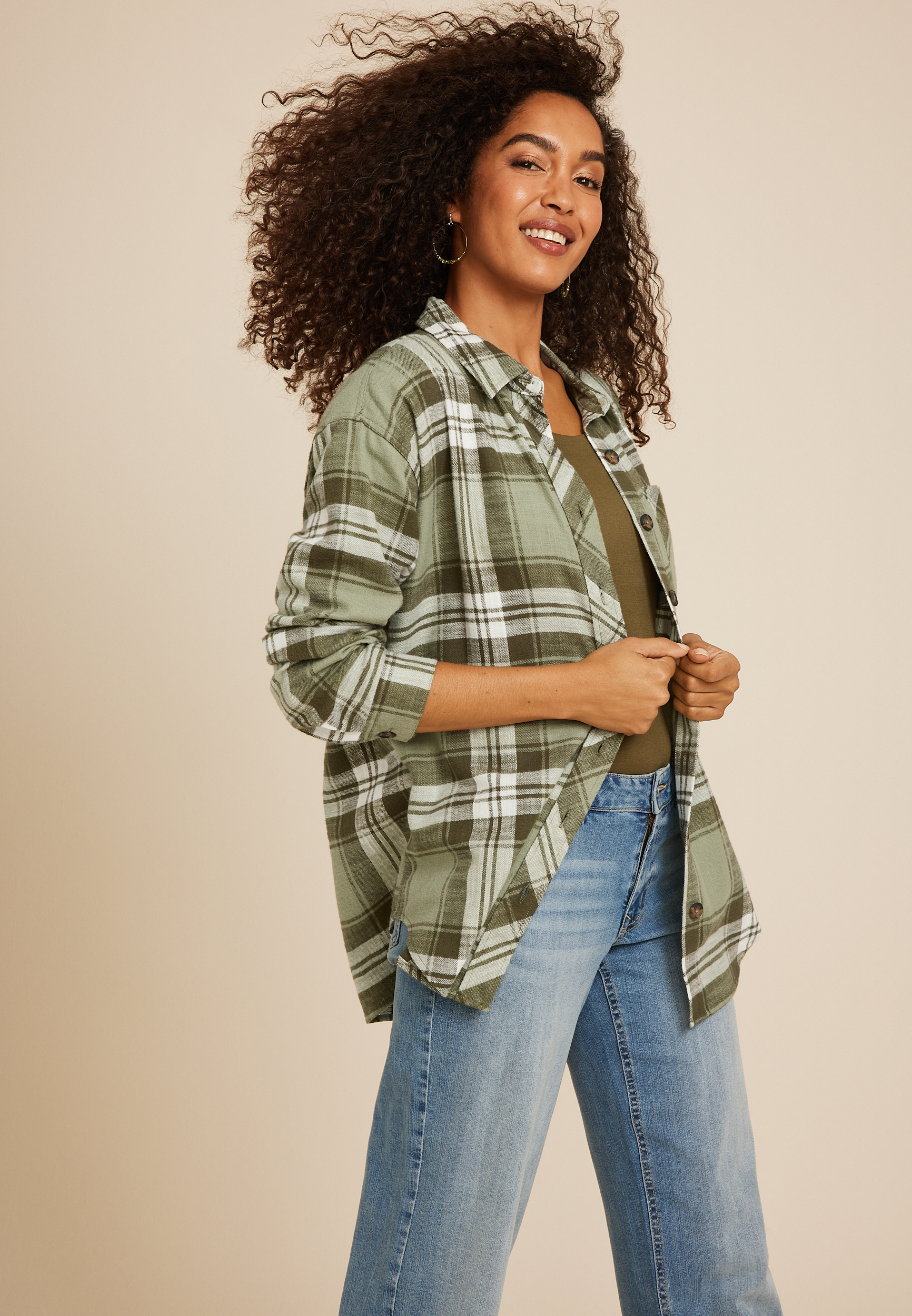 Cabin Plaid Boyfriend Tunic Shirt