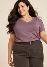 Plus Size 24/7 Relaxed V Neck Tee, SARSAPARILLA, small