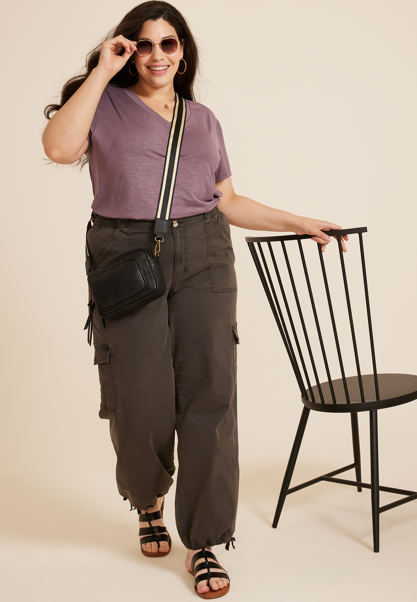 Plus Size 24/7 Relaxed V Neck Tee, SARSAPARILLA, large