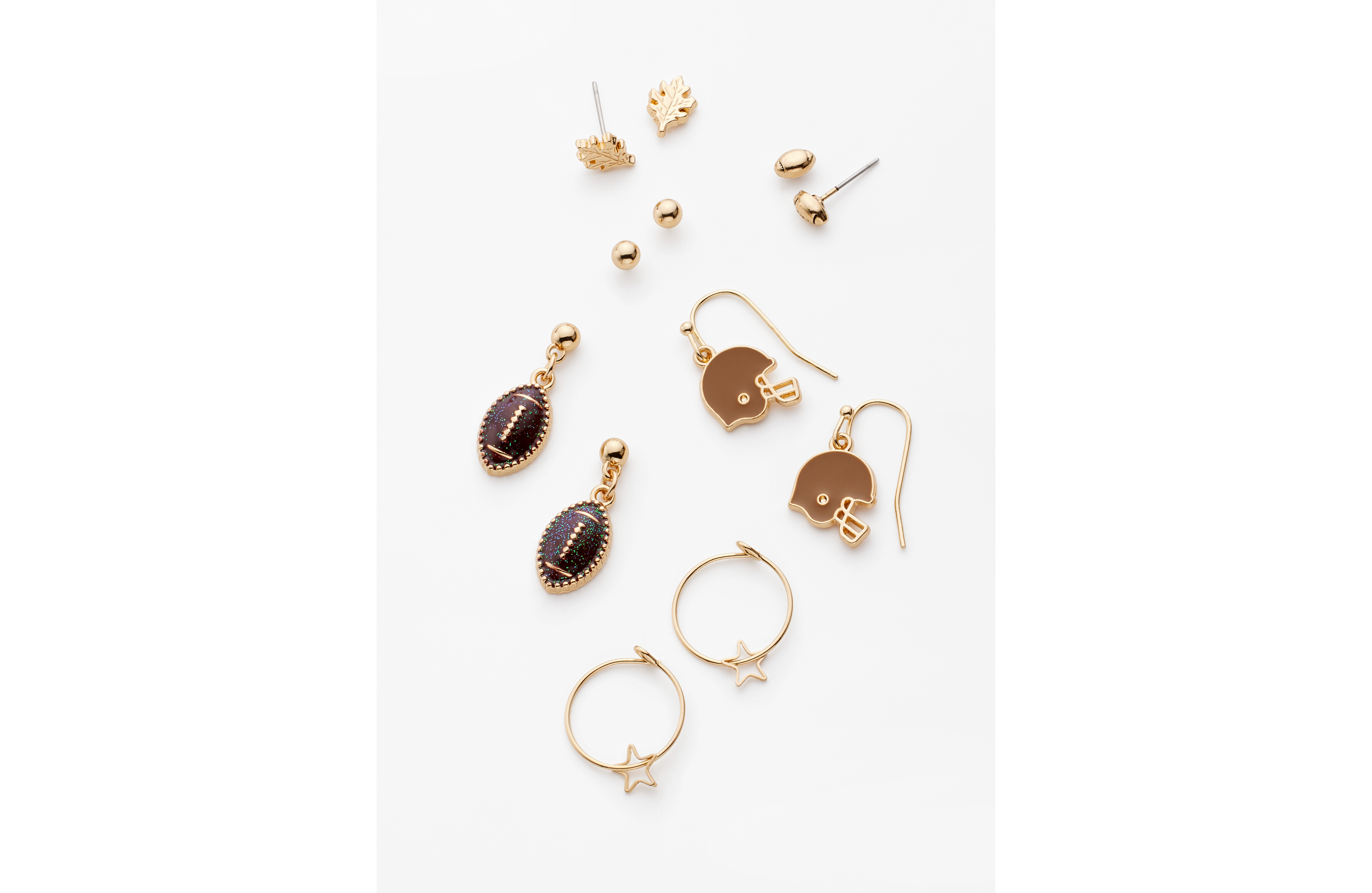 6 Pack Football Earring Set