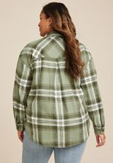 Plus Size Cabin Plaid Boyfriend Tunic Shirt, C1829, small