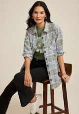 Cabin Plaid Boyfriend Tunic Shirt, MULTI, small