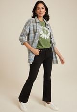 Cabin Plaid Boyfriend Tunic Shirt, MULTI, small
