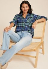 Cabin Plaid Classic Button Down Shirt, C9742, small