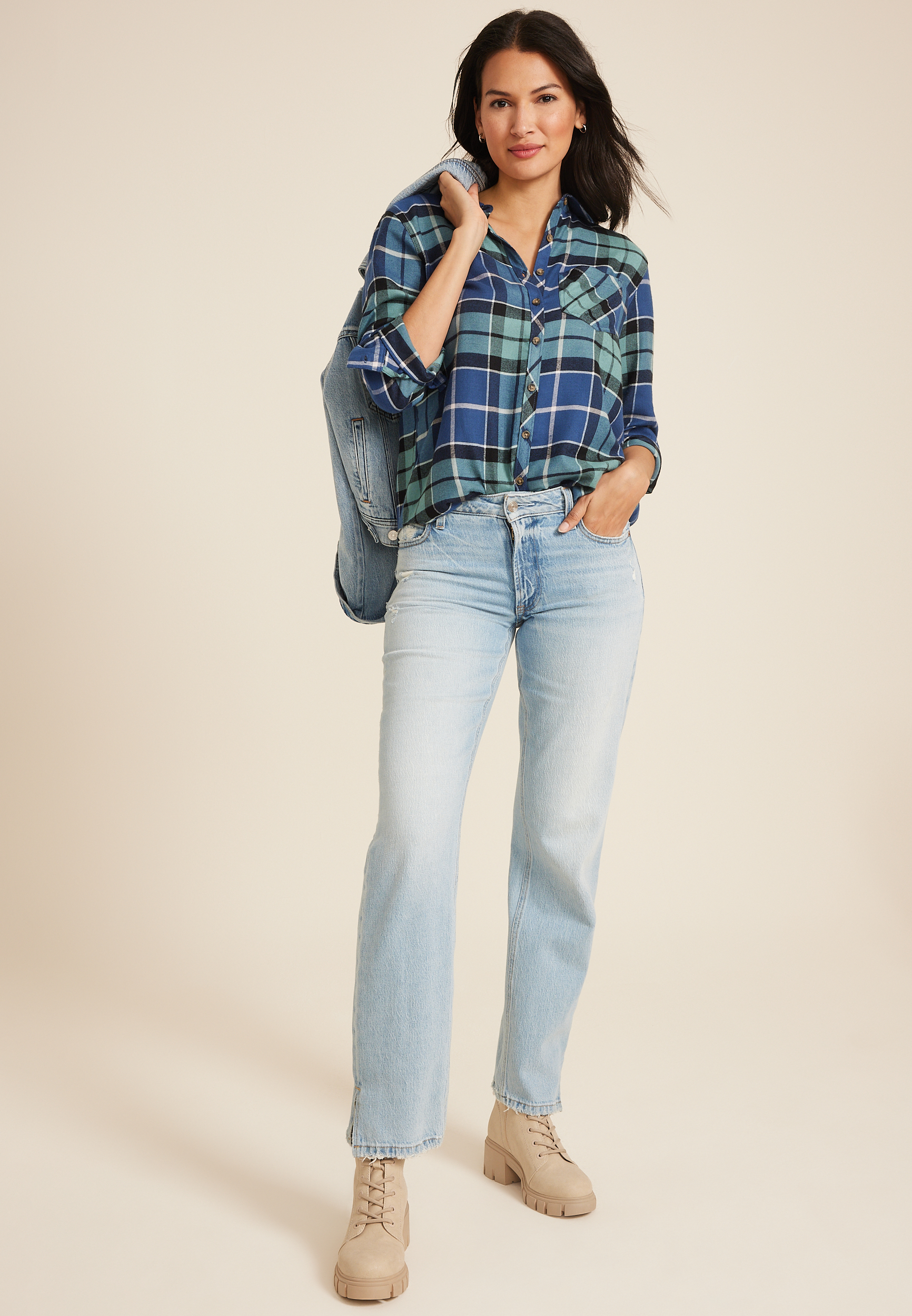 Cabin Plaid Classic Button Down Shirt, C9742, large