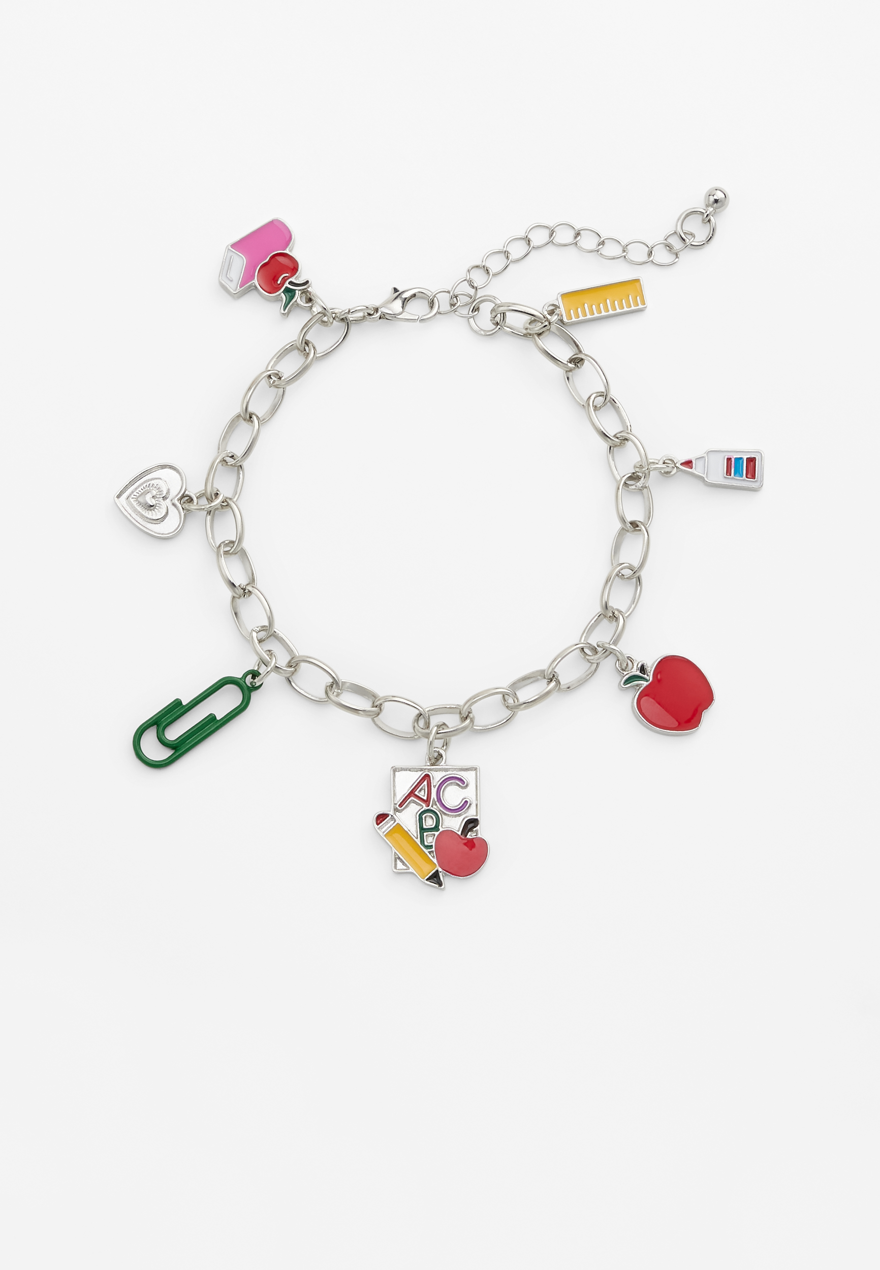 Silver Teacher Charm Bracelet