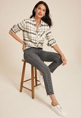 Cabin Plaid Classic Button Down Shirt, C2380, small