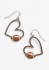 Heart Shaped Football Earrings, C8653, small