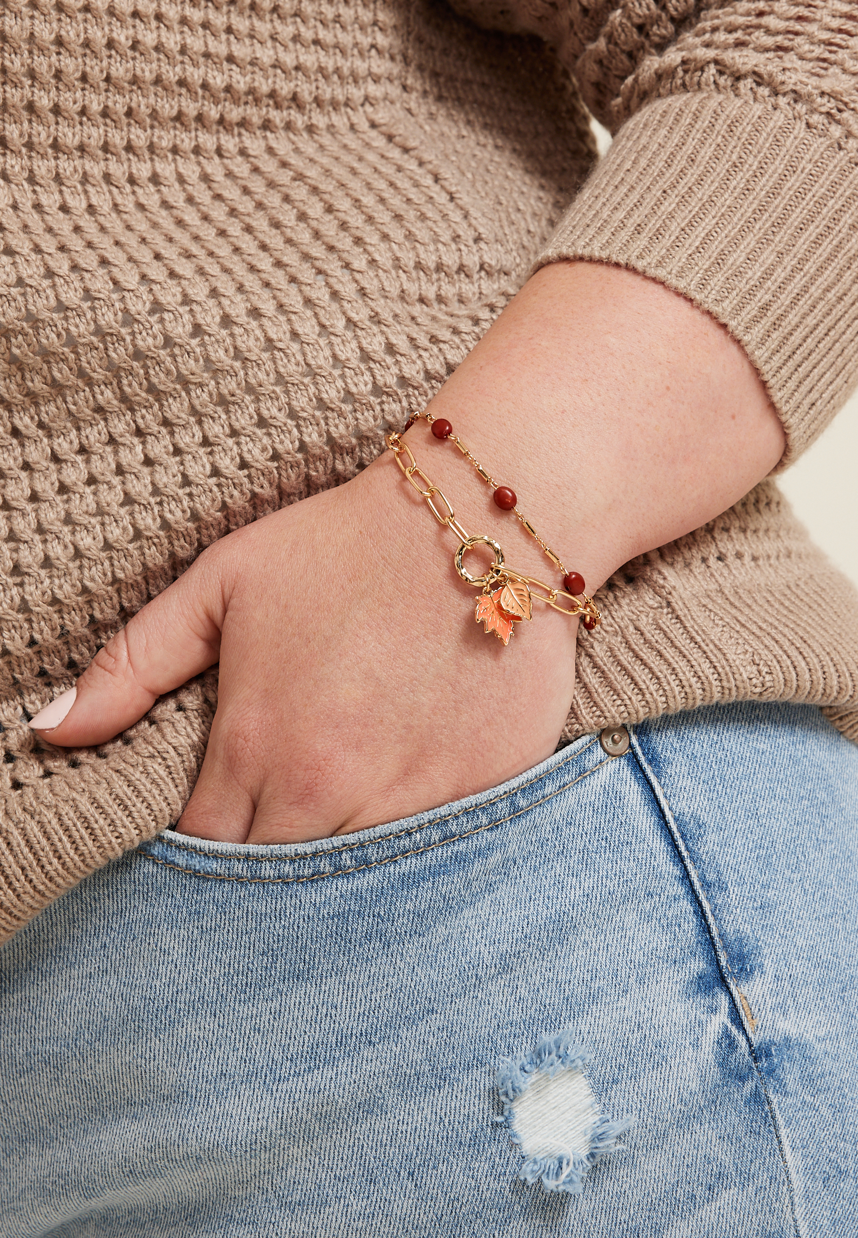 3 Pack Fall Charm Bracelet Set, , large