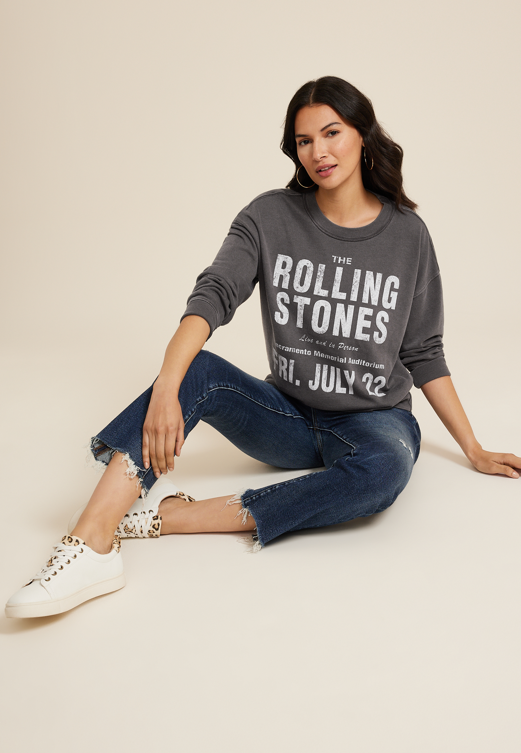 The Rolling Stones Relaxed Fit Sweatshirt, CHARCOAL, large