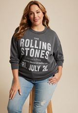 Plus Size The Rolling Stones Relaxed Fit Sweatshirt, CHARCOAL, small