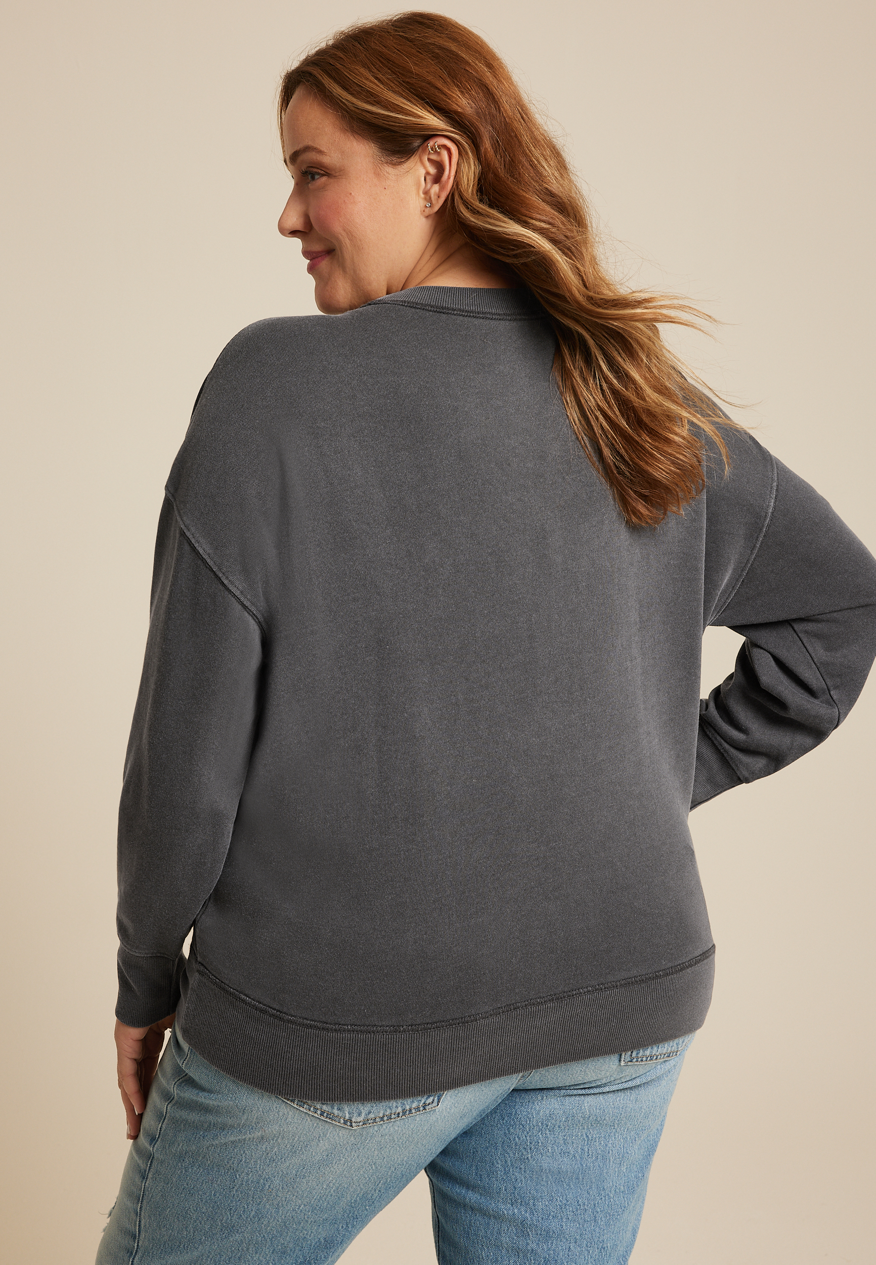 Plus Size The Rolling Stones Relaxed Fit Sweatshirt, CHARCOAL, large