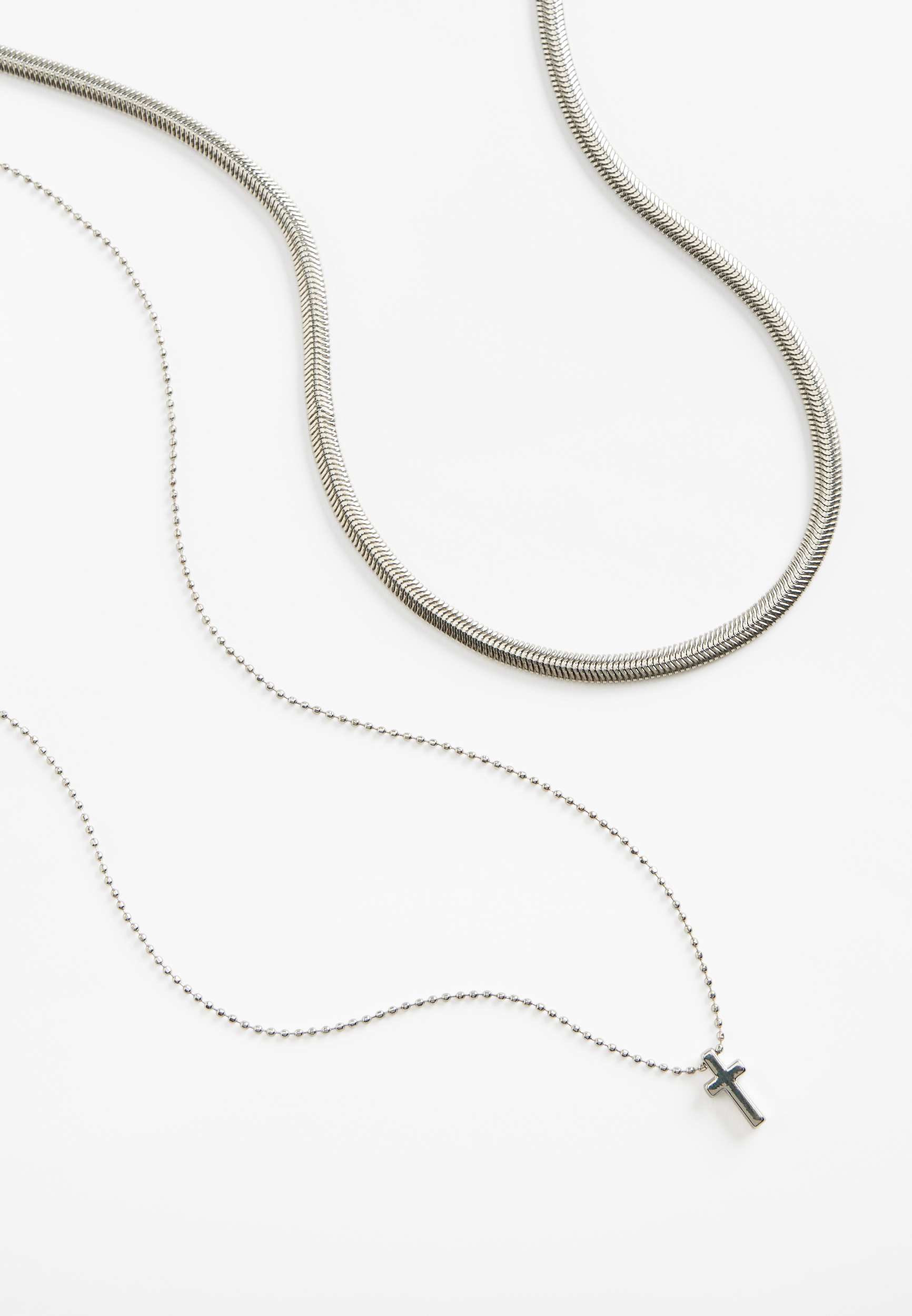 Silver Cross Layered Necklace