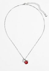 Dainty Silver Apple Necklace, SILVER, small