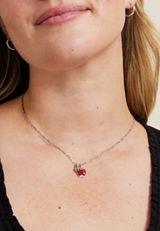 Dainty Silver Apple Necklace, SILVER, small