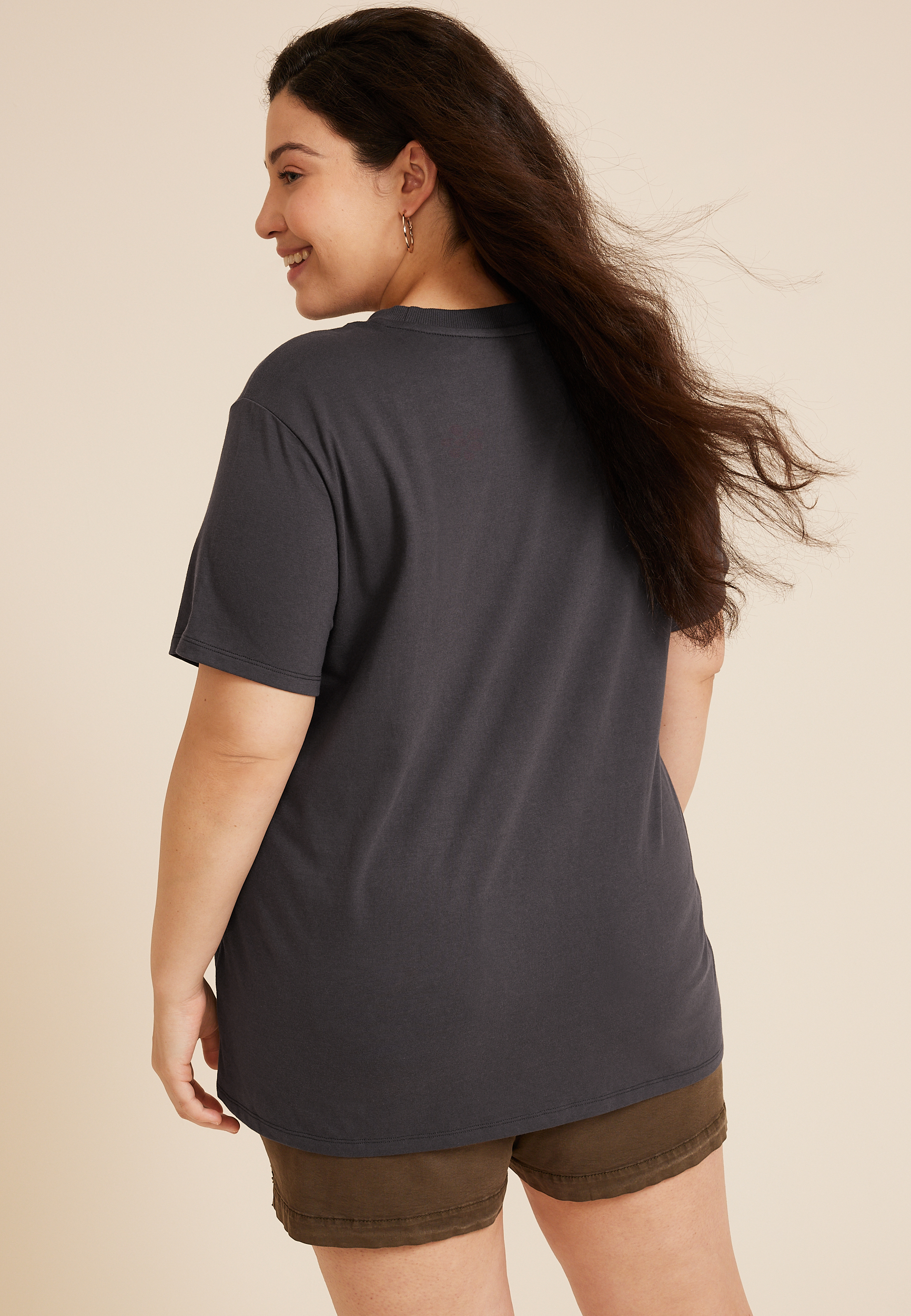 Plus Size Peanuts Woodstock Oversized Fit Graphic Tee, PHANTOM BLACK, large