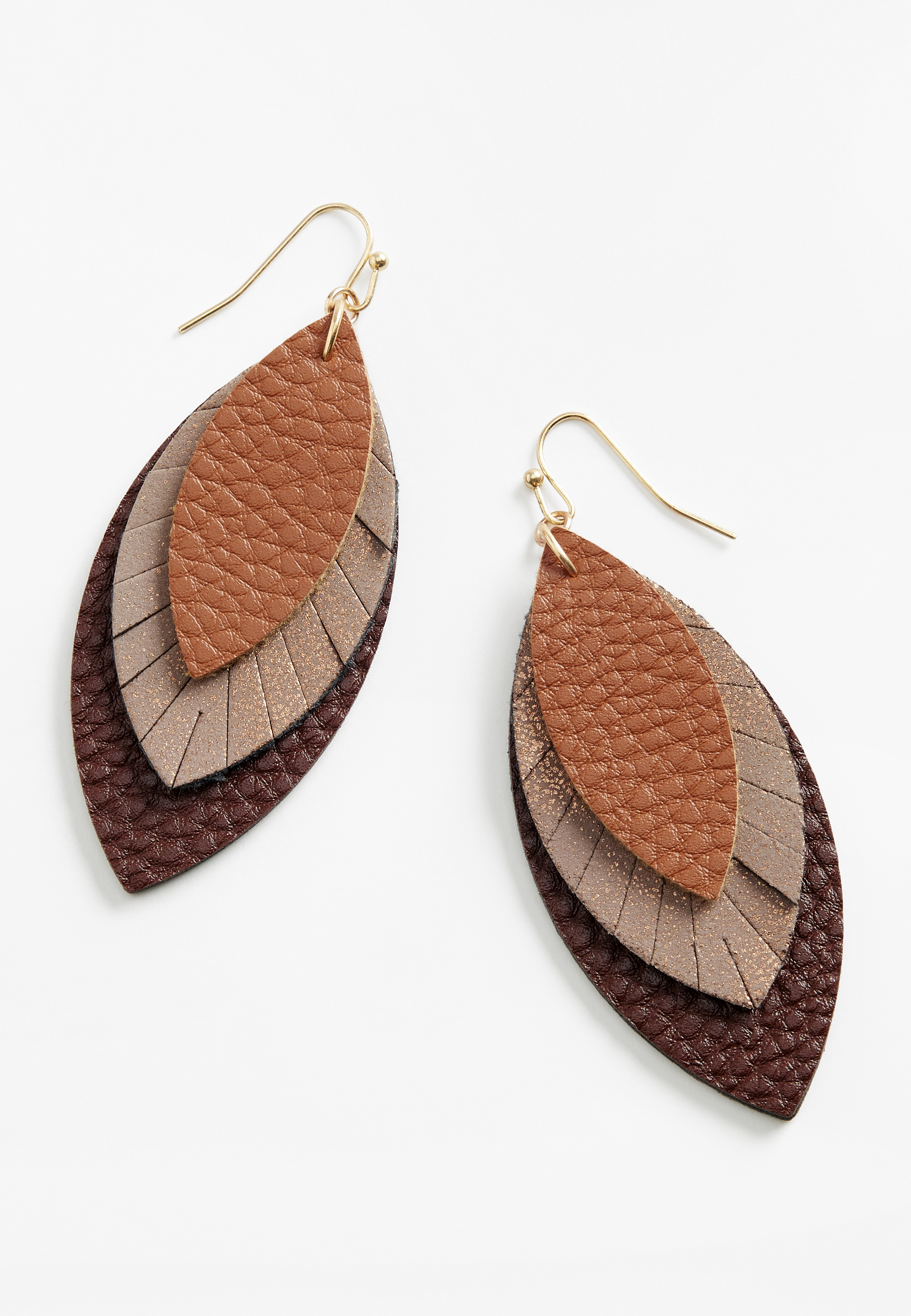 Faux Leather Leaf Drop Earrings