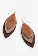 Faux Leather Leaf Drop Earrings, C8653, small