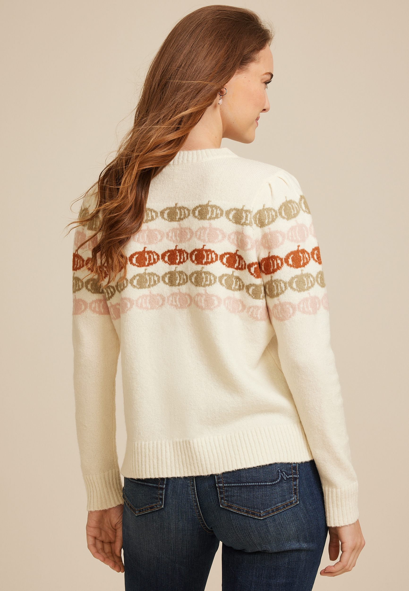 Fall Jacquard Pumpkin Sweater, C3986, large