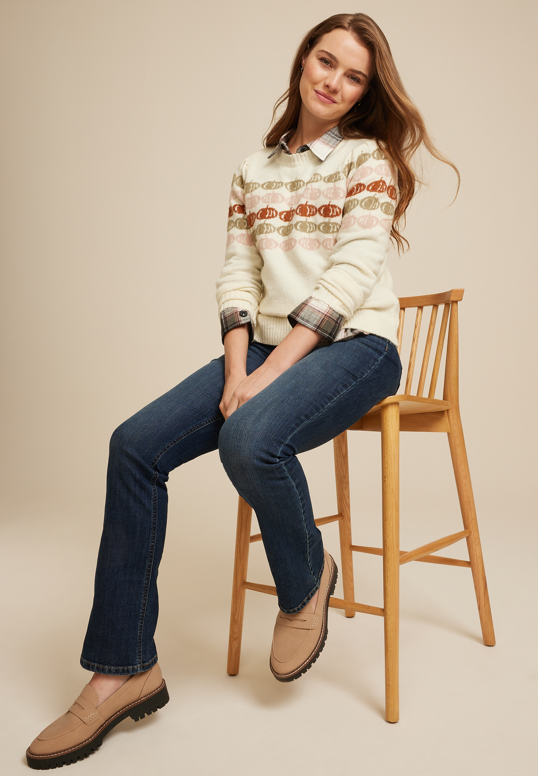Fall Jacquard Pumpkin Sweater, C3986, large