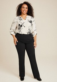 Plus Size Heathered Bengaline Mid Rise Bootcut Pant