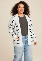 Plus Size Bat Long Sleeve Cardigan, C3986, small