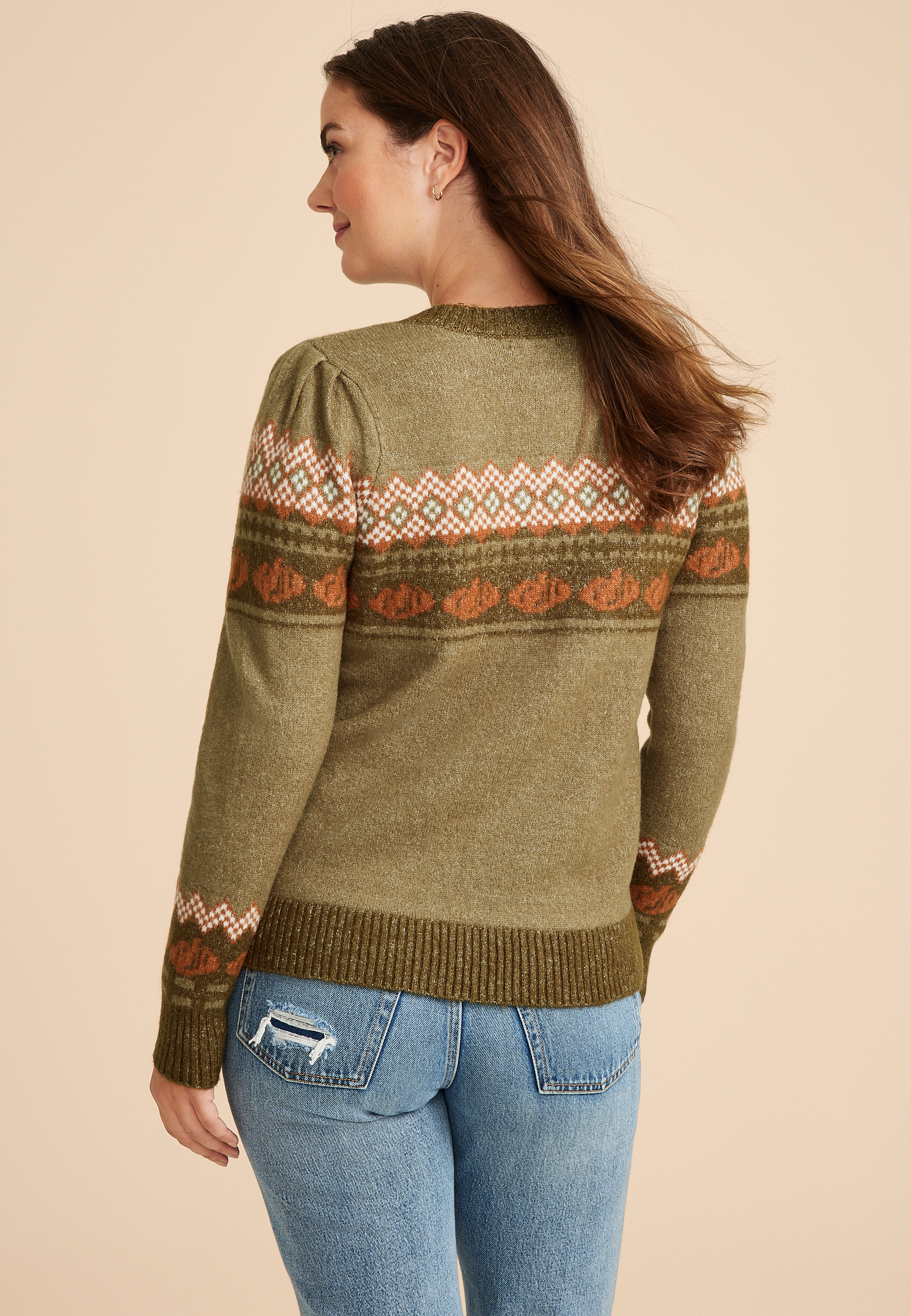 Fair Isle Pumpkin Sweater, C1829, large