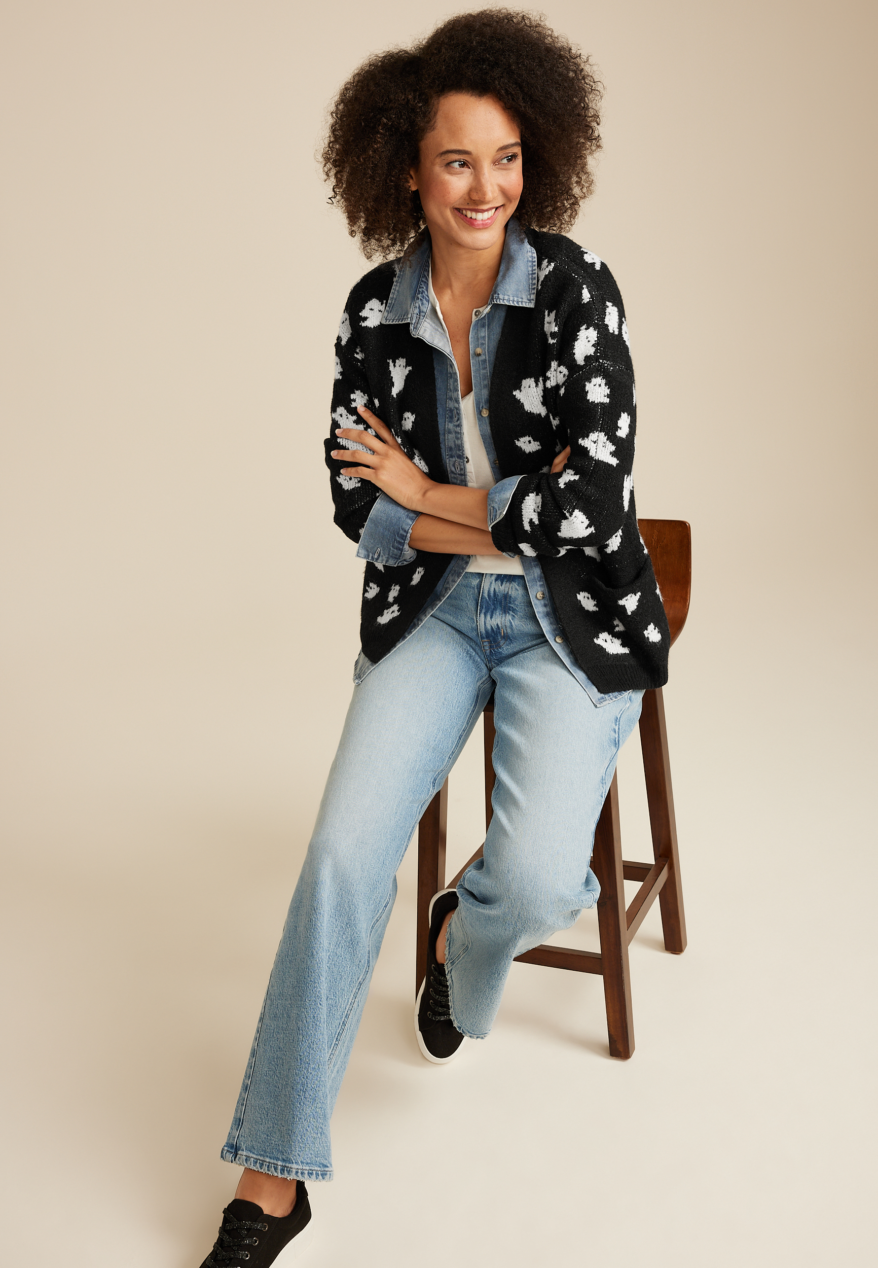 Ghost Long Sleeve Cardigan, C1756, large