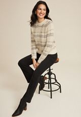 Fuzzy Plaid Knit Sweater, C9748, small