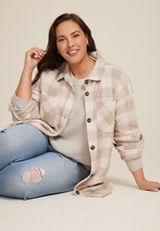 Plus Size Wilder Plaid Fleece Shacket, C3986, small