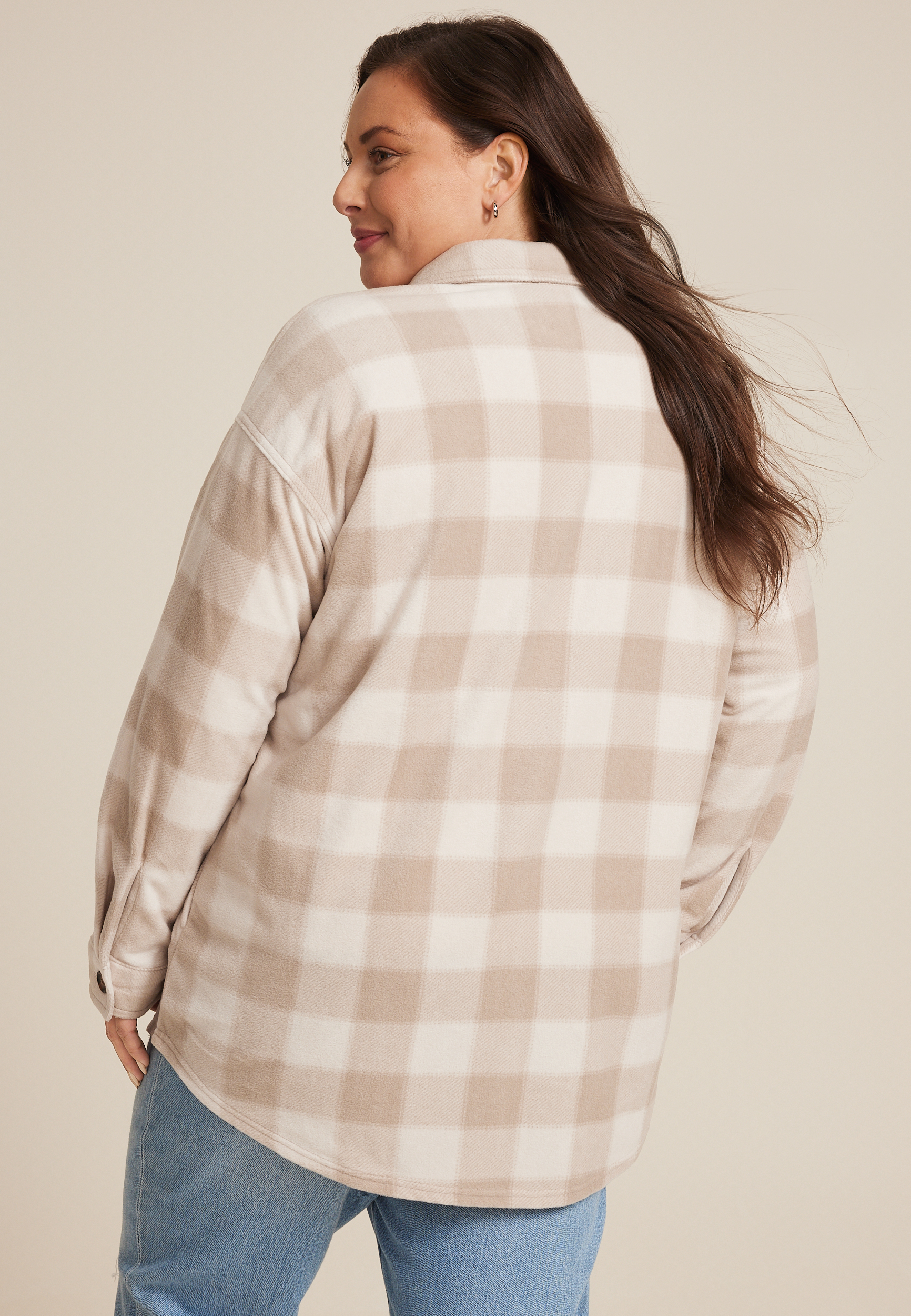 Plus Size Wilder Plaid Fleece Shacket, C3986, large
