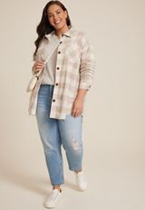 Plus Size Wilder Plaid Fleece Shacket, C3986, small