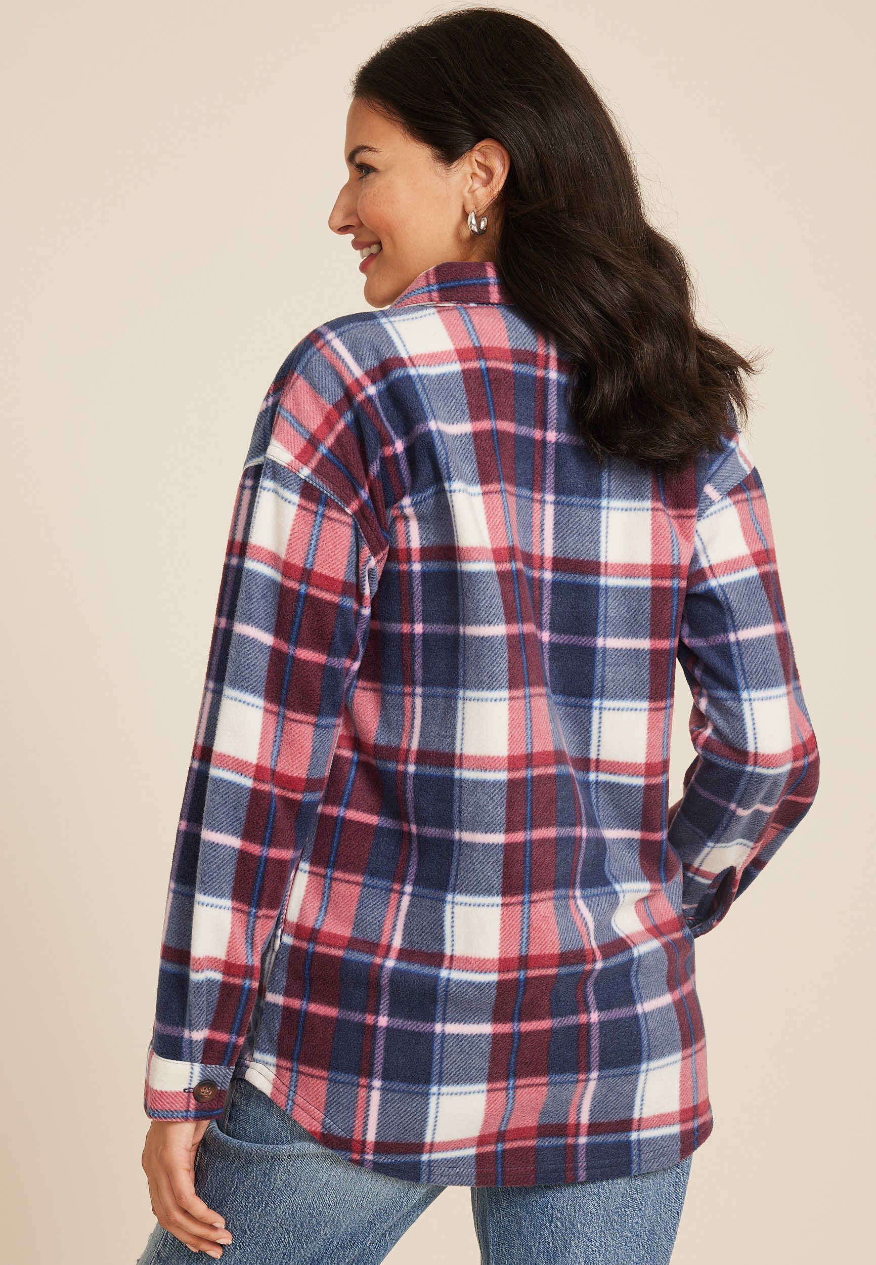 Wilder Fleece Shacket, BLUE JASMINE COMBO, large