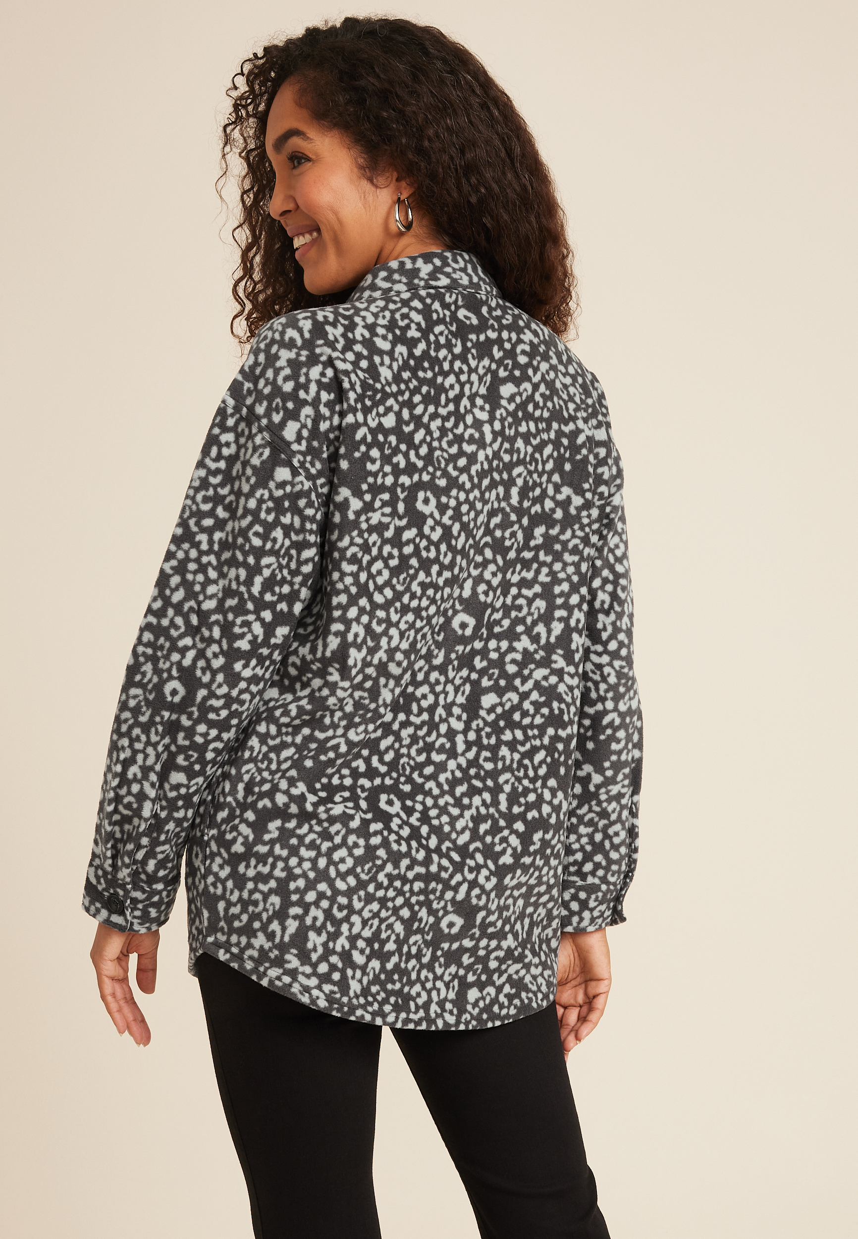 Wilder Fleece Shacket, DARK IRON GRAY COMBO, large