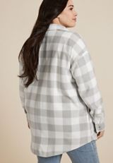 Plus Size Wilder Plaid Fleece Shacket, C2380, small