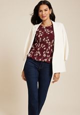 Floral Smocked Blouse, BURGUNDY COMBO, small