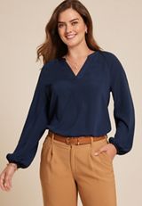 V Neck Dolman Long Sleeve Blouse, C1919, small