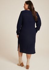 Plus Size Cable Knit Sweater Dress, BLUE JASMINE, small