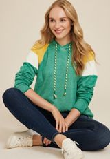 Collegiate Colorblock Hoodie, GREEN/GOLD, small
