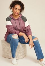 Plus Size Collegiate Colorblock Hoodie, C7867, small