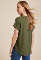 24/7 Waffle V Neck Roll Short Sleeve Tee, C186, small